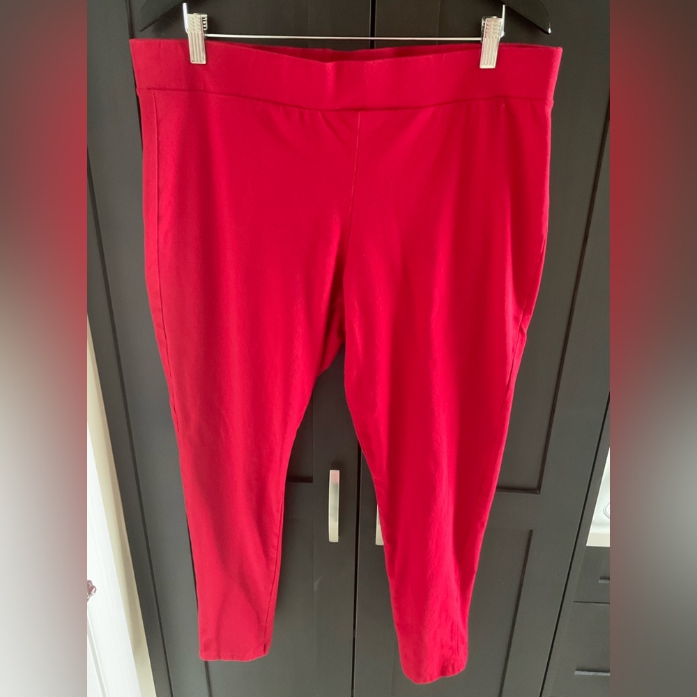 🔴 Torrid Red Women's Ankle/Capri Cotton/Spandex Pant Leggings Size 3X EUC